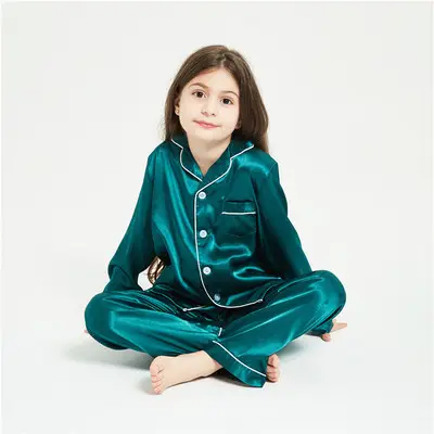 Korte Mouwen Pjs Set Kind En Baby Jongens Meisjes Nachtkleding Satijn Zomer Leeg Kids Pyjama