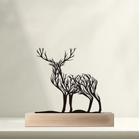 Ornement de cerf en métal style artistique européen et américain, motif arbre, noir, pour décoration de table de salon et de bureau