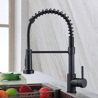 Robinet de cuisine en cuivre avec douchette extractible, mitigeur eau chaude et froide, finition brossée