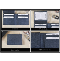 Dompet Lipat Dua Kulit Asli Dilindungi RFID untuk Pria, 2 Kompartemen Tempat Kartu, Dompet Saku Klasik Tipis, Hadiah