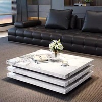 Table basse carrée en pierre frittée de marbre, luxe minimaliste, pour salon, usage domestique, différentes tailles, types de maisons, table basse haut de gamme
