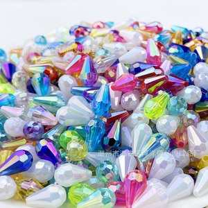 Perles en acrylique en forme de goutte d'eau, coupe poire, 8x12mm, pour la fabrication de bijoux, perles lâches plaquées couleur arc-en-ciel - Product Image 4