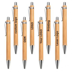 Fournitures de bureau 2024, stylo à bille en bambou gravable au laser personnalisé, écologique, gravure sur bois, avec logo - Product Image 1