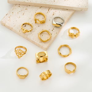 Waterdichte moderne trendy 18k vergulde roestvrijstalen waterdichte mode sieraden ringen voor op maat gemaakte roestvrijstalen ringen - Product Image 3