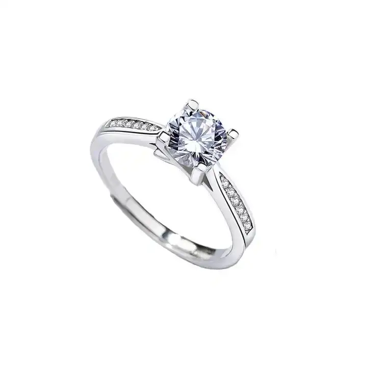 Yüksek kaliteli güzel mücevher 925 ayar gümüş tasarım düğün 0.5Ct 1Ct Moissanite elmas nişan yüzükleri kadın