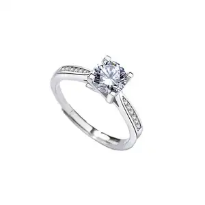 Alta qualità Fine Jewellery 925 Sterling Silver Design Wedding 0.5Ct 1Ct Moissanite Diamond anelli di fidanzamento donna