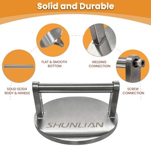 SHUNLIAN <span class=keywords><strong>Presse</strong></span> à hamburger en acier inoxydable robuste de 3,1 lb pour plaque chauffante, steak, bacon, <span class=keywords><strong>saucisse</strong></span> et barbecue - Product Image 2