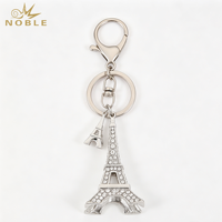 Porte-clés Tour Eiffel en alliage de zinc noble, option bicolore, avec strass étincelants, breloque de sac souvenir de Paris pour cadeau touristique