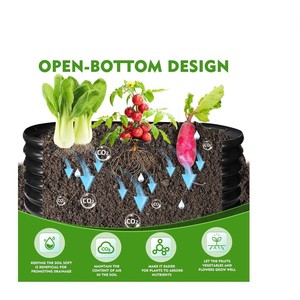 LY-Beige Black Galvanized Metal Planting Garden Bed <strong>Vegetable</strong> <strong>Pot</strong> Box Oval Outdoor Gardening Manual Fastening - Product Image 2