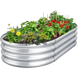 Galvanized Metal Raised Garden Bed for Vegetables Outdoor Garden Raised Planter Box