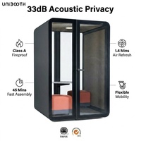 UNIBOOTH Cabine d'intimité moderne préfabriquée ignifuge ASTM-E84 33dB ISO 23351 Installation rapide en 30-45 min pour bureaux ouverts et bibliothèques OEM ODM