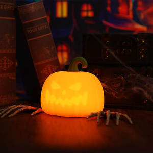 funny gift USB Rechargeable Portable Silicone Halloween Pumpkin Lamp Jack O Lantern Kid LED Night <b>Light</b> for Bedroom - Product Image 3