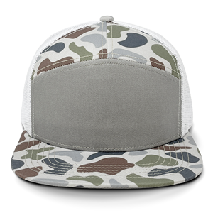 OEM 7 bảng ri 168 Phong Cách Camo Trucker mũ có thể điều chỉnh hóa đơn phẳng Snapback cap tùy chỉnh thêu logo lưới trở lại Mũ bóng chày - Product Image 4