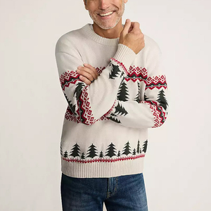 Heavyweight đan Cây giáng sinh ưa thích in áo len thiết kế ấm áp thoáng khí của nam giới áo thun - Product Image 1