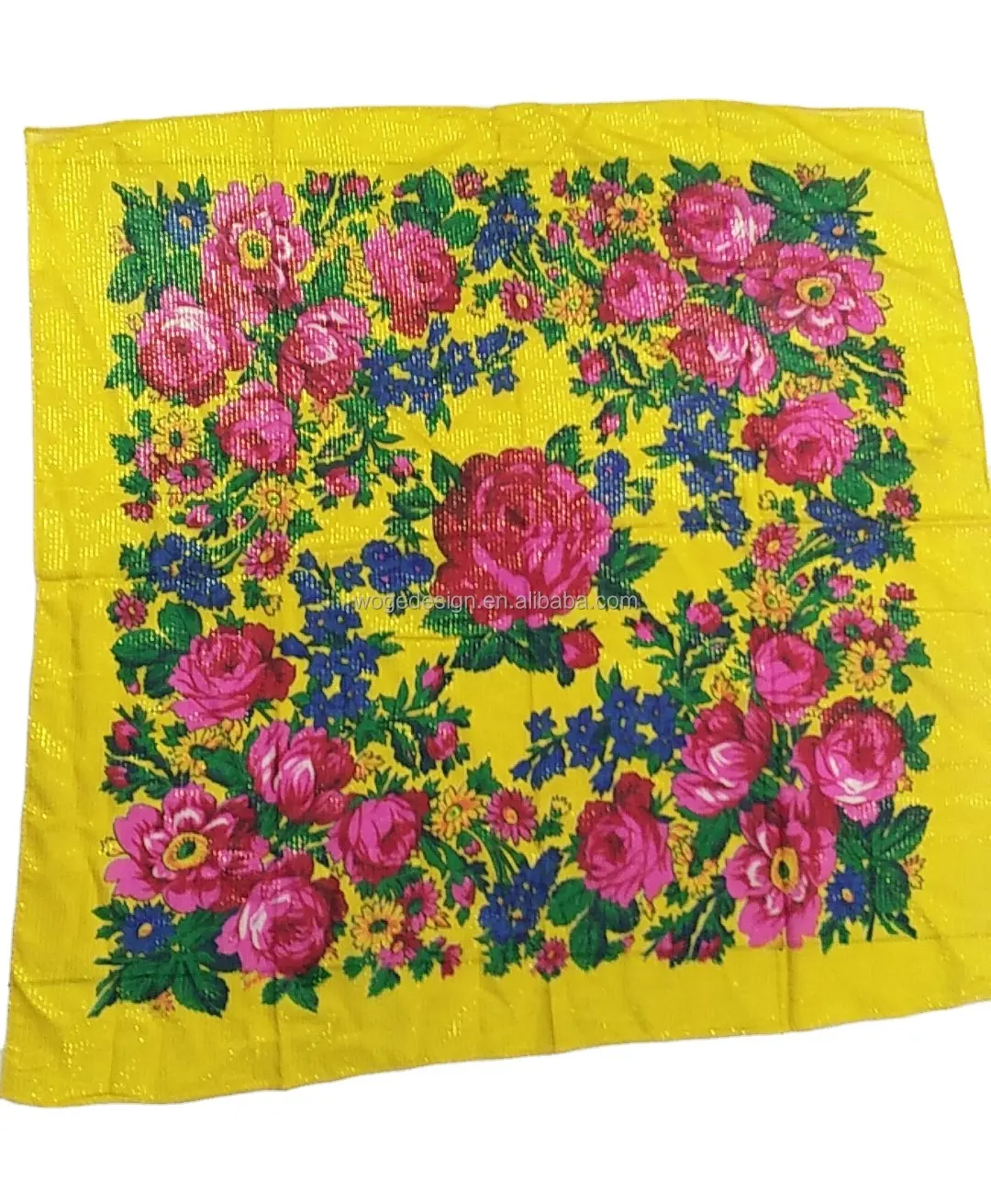 Yiwu Fabrikant 12 Kleuren Bulk Verkocht Sjaals Sjaals Stropdassen Sjaal Print Vrouwen Acryl Vierkant Goud Lurex Shimmer Bloemenomslag