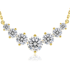 Mossanite Charm Gifts 14K Gold Plated <strong>Solid</strong> 925 Sterling <strong>Silver</strong> 5.0CT GRA VVS Moissanite Lab Diamond Pendant <strong>Necklace</strong> for Women - Product Image 1