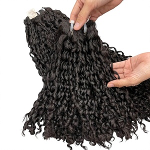 Top selling product Black Steam Pixie Curly Raw Hair Bundle Weft Hair Extensions No Shedding No <b>Tangles</b> - Product Image 2