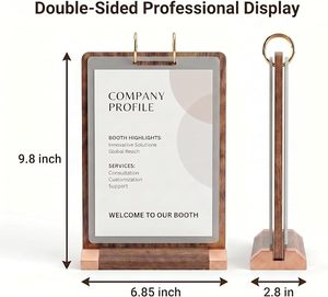 Eco-vriendelijke opvouwbare moderne A5 houten menuhouder, draagbaar voor restaurants, hotels, winkels en kantoren - Product Image 6