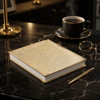 Carnet de notes en cuir cousu à la main avec logo personnalisé, simplicité moderne, pour le bureau, les fournitures de bureau, l'écriture