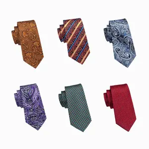 Custom Handmade Classic Jacquard Paisley Cravate Vintage Tie Polyester Mens Silk Neck Ties For Men