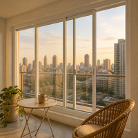 Fenêtre coulissante en aluminium avec moustiquaire rétractable, double vitrage, insonorisée, résistante aux intempéries, pour balcon et maison