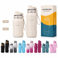 Bouteille d'eau portable réutilisable personnalisée de 25 oz en acier inoxydable 316 à double paroi isolée sous vide pour boissons chaudes et froides, avec sangle de transport pour le sport