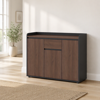Meuble de rangement de bureau compact avec tiroir central et portes doubles, buffet latéral en bois multi-compartiments