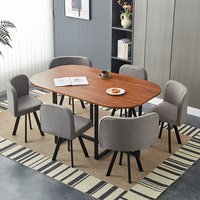 Ensemble de table et de 4 chaises de salle à manger rondes en bois MDF, meubles de salle à manger pour petite maison moderne, gain de place