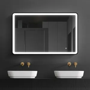 Moderno Gold Siver telaio in alluminio Touch Screen decorare montaggio a parete rotondo retroilluminato Led Smart bagno specchio da bagno