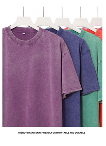 Stock DTG Drop Shoulder en blanco Digital de manga corta desgastado Vintage Uomo Pour Hommet camisetas lavado ácido camisetas para hombres - Product Image 3