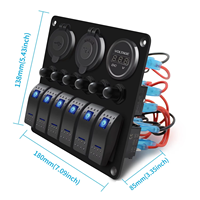 Panneau d'interrupteurs étanche marin avec disjoncteurs, chargeur USB PD, prise allume-cigare, voltmètre, panneau d'interrupteurs 6 voies pour bateau 12V