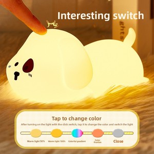 Veilleuse en silicone à motif de chiot de dessin animé, rechargeable par USB, à lumière douce réglable, activable par le toucher, télécommandée, protectrice des yeux - Product Image 3
