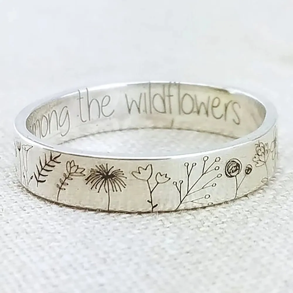 Vintage Einfachheit geschnitzte Blumen ring für Frauen <span class=keywords><strong>Männer</strong></span> Böhmische zarte Wildblumen Blumen Gänseblümchen handgemachte Ring für weibliche Geschenk