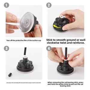 عصا دعابة للقطط من أسلاك الفولاذ قابلة للفصل مع استبدال كوب شفط ملخص لعبة حيوانات أليفة أنيقة - Product Image 6