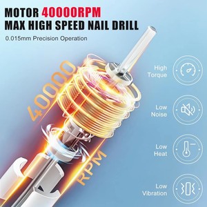 Taladro Eléctrico Profesional Portátil para Uñas, 40000 RPM, Herramienta Eléctrica para Uñas Acrílicas, Removedor de Esmalte en Gel, Hecho de Plástico Duradero - Product Image 3