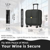 Valise trolley PC personnalisée avec 6 compartiments en mousse pour bouteilles de vin, étui durable, inserts amovibles, bagage cabine 20 pouces