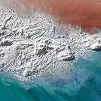 Peinture à l'huile contemporaine sur toile, paysage marin panoramique, vague turquoise texturée, peinte à la main, aluminium