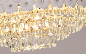 New Golden Round <strong>Rectangle</strong> Ceramic Crystal Chandelier Lighting Hotel Pendant Light Villa Living Room Indoor Decorative <strong>Lamp</strong> - Product Image 6