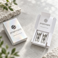 Boîte en papier holographique personnalisée avec gaufrage doré pour flacons de peptides, avec inserts personnalisés pour le stockage de flacons de 3 ml, 5 ml, 10 ml