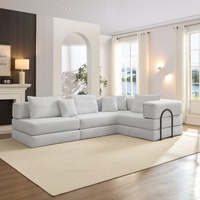 Canapé d'angle modulable surdimensionné et rembourré, ensemble de canapés de salon en forme de L de 118,2 po avec 6 oreillers, convertible en lit