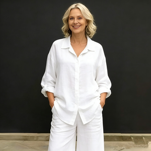 Fashion Women <strong>Clothes</strong> Ladies Street Wear Button Long Sleeve Shirt Long <strong>Pant</strong> 2 Piece Set Cotton All Matching Casual Suits - Product Image 6