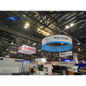 Personalizado impreso portátil de aluminio 10x3ft círculo colgante Banner Feria Comercial techo signo publicidad exposiciones ferias - Product Image 2