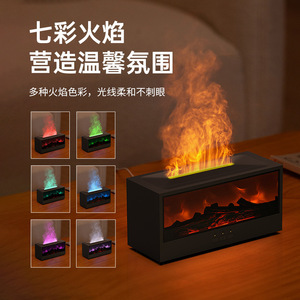Lanao Xinnuo Desktop Fireplace Aroma Diffuser 3D Flame LED Humidifier <b>Remote</b> Control Home Use - Product Image 2