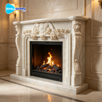 Cheminée d'intérieur moderne avec décoration en pierre naturelle, design sculpté à la main pour salon, chambre, villa, installation, décoration intérieure
