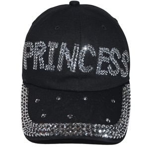 Gorra de Béisbol Deportiva Negra PRINCESS de Diseño Estadounidense, Ajustable, con Pedrería Brillante, Estilo Vaquero, para Hombre y Mujer - Product Image 2