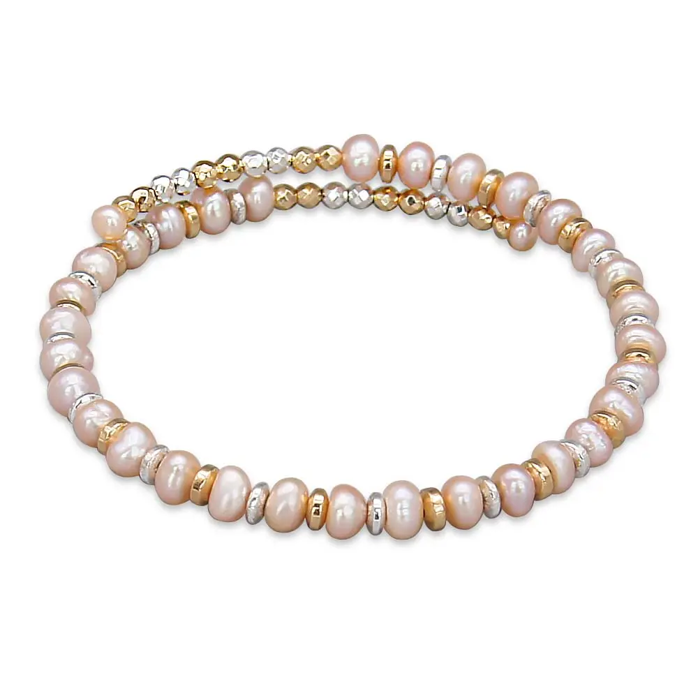 Fashion Boho Handmade Natural Stone Bead Cuff Jewelry Small Baroque Freshwater pearl Bangle bracelet for Women