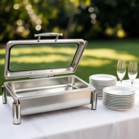 Plat à réchaud rectangulaire de haute qualité, équipement de restauration grande capacité, plat de service commercial pour buffet et événements
