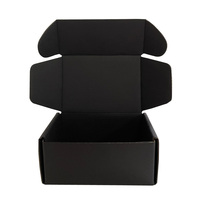 Boîte d'expédition postale d'emballage en papier de carton ondulé noir mat imprimé avec logo personnalisé pour les petites entreprises