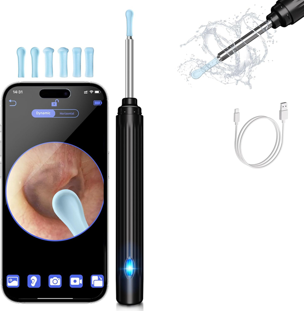 Wireless Otoscope HD Ear Wax Removal Tool with Camera Usb Rechargeable Electric Ear Wax Removal Tools Smart WIFI Ear Cleaner
