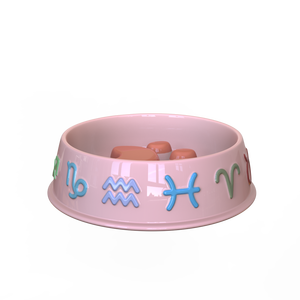 Atacado Design Personalizado High End rosa Cerâmica Pet <span class=keywords><strong>Cat</strong></span> Dog Bowls Porcelana Paw Slow Feeder <span class=keywords><strong>Bowl</strong></span> com Em Relevo Doze Signos Do Zodíaco - Product Image 4